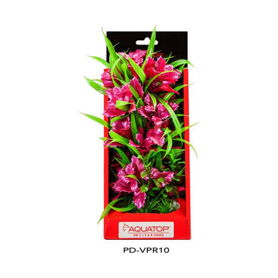 Aquatop Vibrant Passion Rose 10 inch artificial aquarium plant in its package