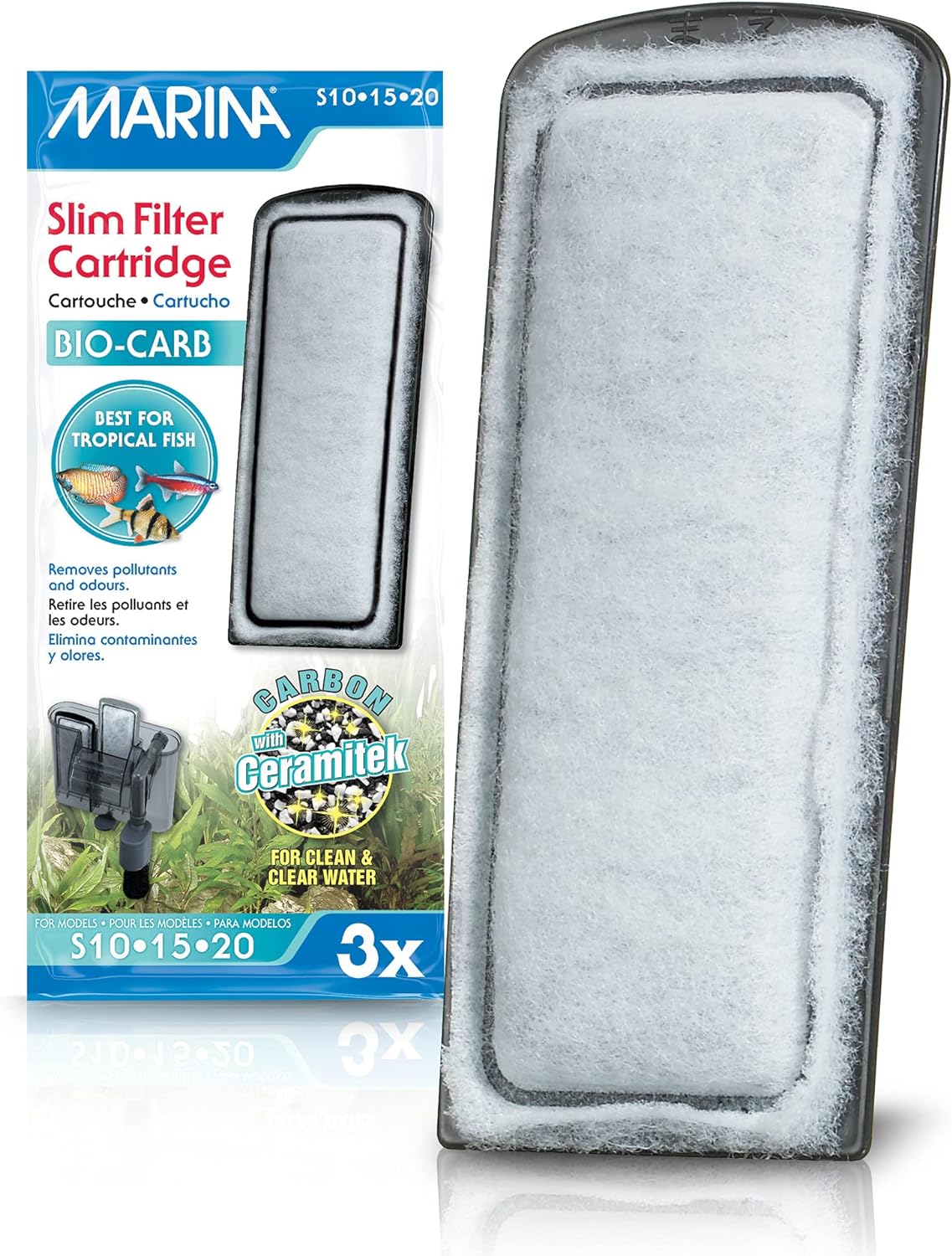 Marina Slim Filter Cartridge Bio-Carb box, 3-pack of activated carbon and Ceramitek ceramic replacement cartridges for Marina Slim S10, S15, and S20 filters
