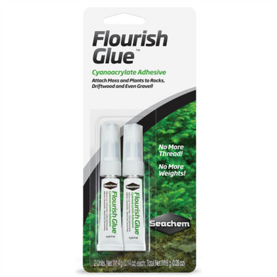 Seachem Flourish Glue cyanoacrylate aquascaping adhesive, two-tube package for mounting plants and corals