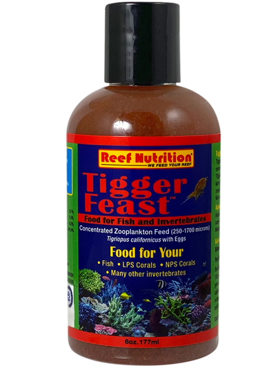 Reef Nutrition Tigger Feast 6 oz - concentrated live Tigriopus copepods for saltwater reef tanks, LPS corals, mandarins