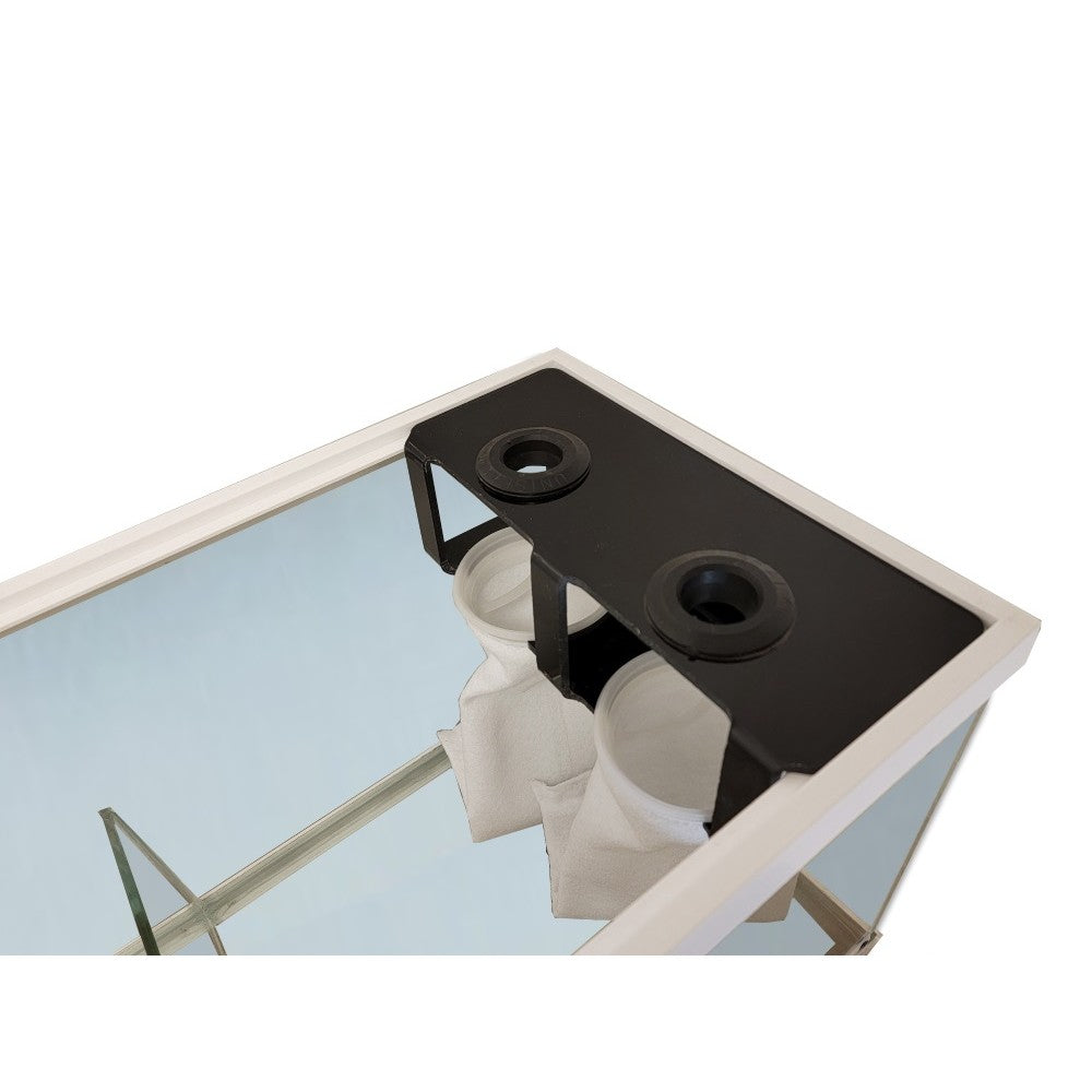 OceanVue ECO Glass Sump, acrylic sock holder with filter socks, white trim