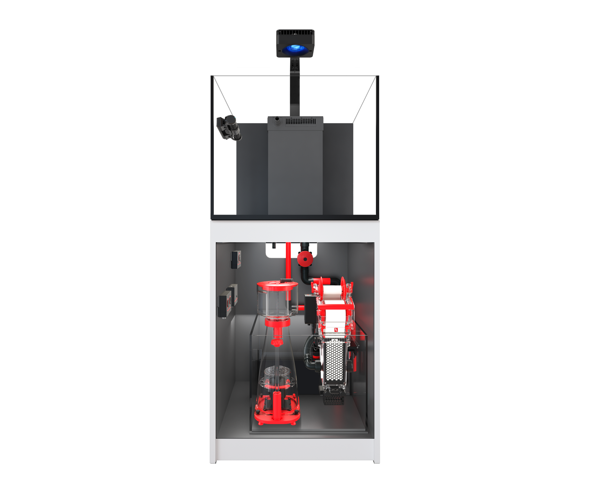 Red Sea REEFER MAX 200 G3 reef aquarium system with White cabinet stand