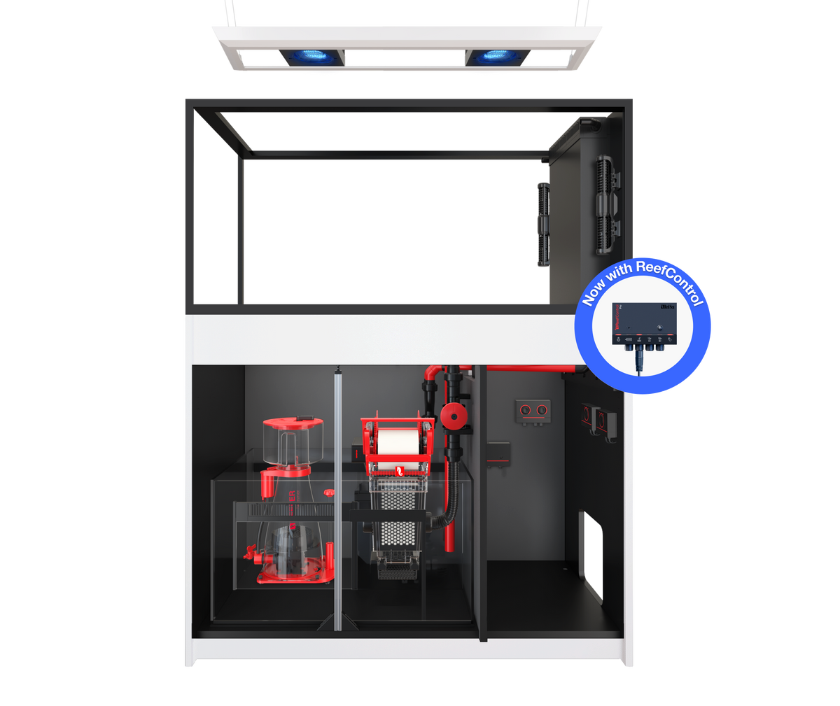 Red Sea REEFER MAX Peninsula 500 G3+ aquarium system with white cabinet
