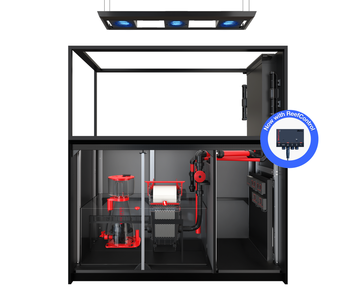 Red Sea REEFER MAX Peninsula S-700 G3+ aquarium system with black cabinet