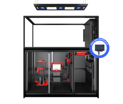 Red Sea REEFER MAX Peninsula S-700 G3+ aquarium system with black cabinet