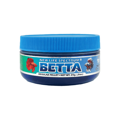 New Life Spectrum Betta Regular Pellet 25g jar, 1mm to 1.5mm semi-floating betta food