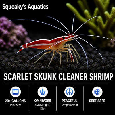 Scarlet Skunk Cleaner Shrimp (Lysmata amboinensis)