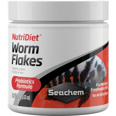 Seachem NutriDiet Worm Flakes with Probiotics 15 g container