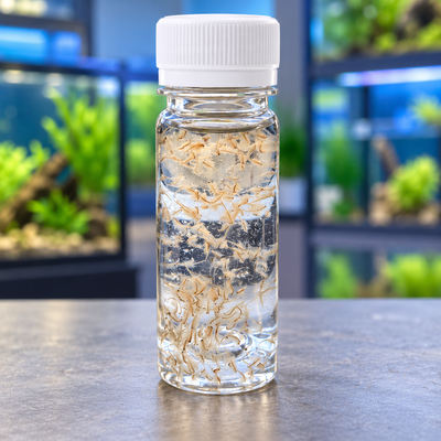 Freshly bottled live adult brine shrimp (Artemia sp.) from Squeaky's Aquatics