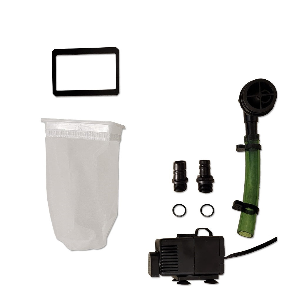 Tideline AIO Lagoon 31G included parts: return pump, plumbing, filter sock, leveling mat