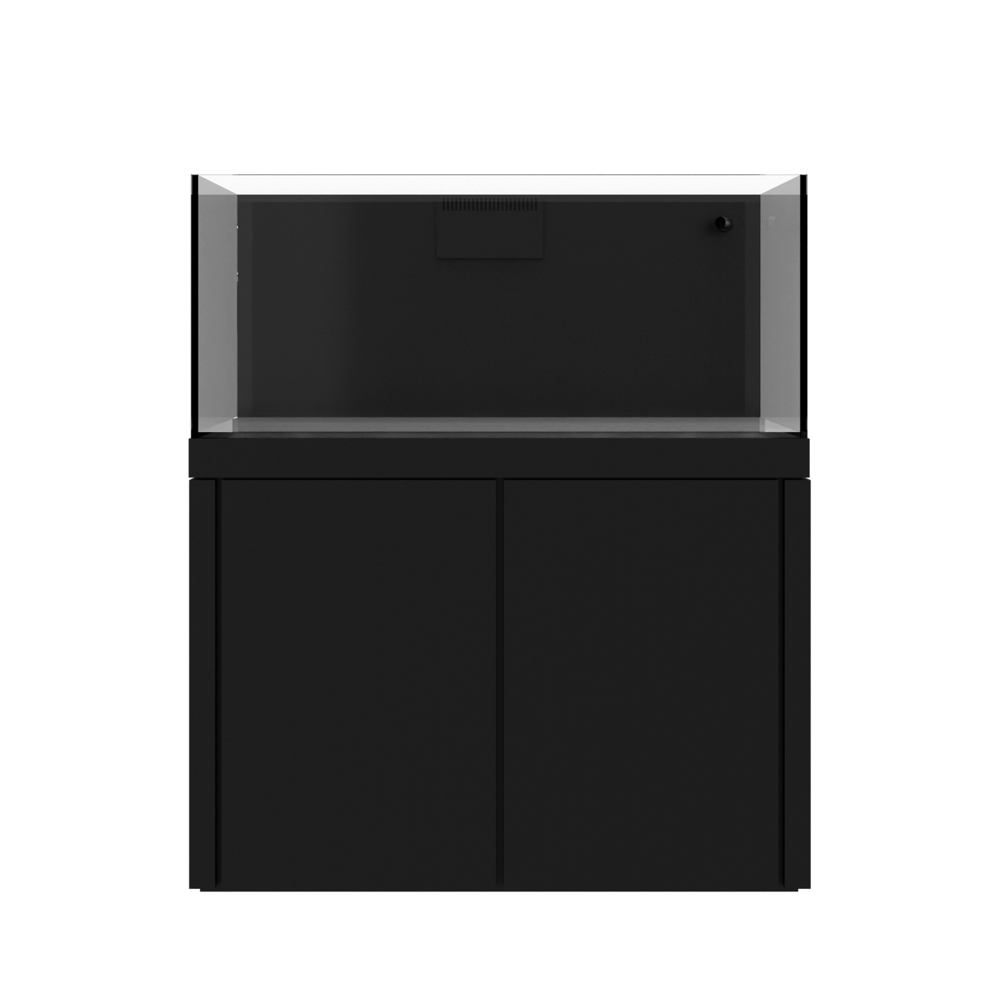 Tideline Crystaline G2 Reef External 48x24 rimless 104-gallon reef aquarium on Black cabinet stand