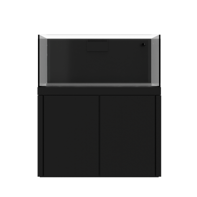 Tideline Crystaline G2 Reef External 48x24 rimless 104-gallon reef aquarium on Black cabinet stand
