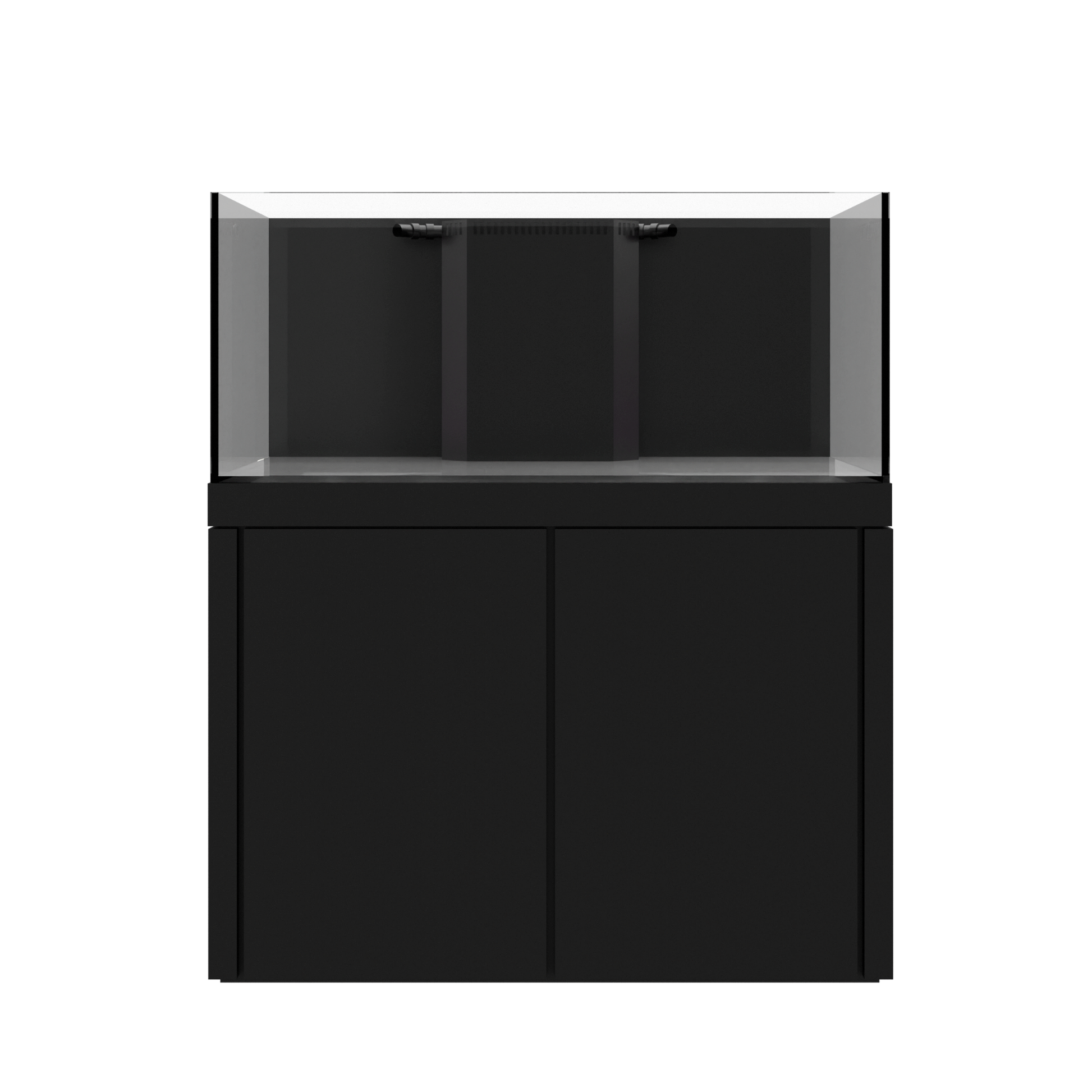 Tideline Crystaline G2 Reef Internal 48x24 rimless 104-gallon reef aquarium on Black cabinet stand