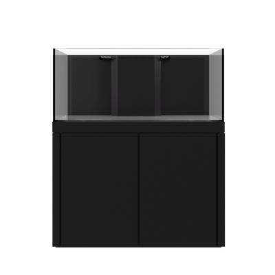 Tideline Crystaline G2 Reef Internal 48x24 rimless 104-gallon reef aquarium on Black cabinet stand