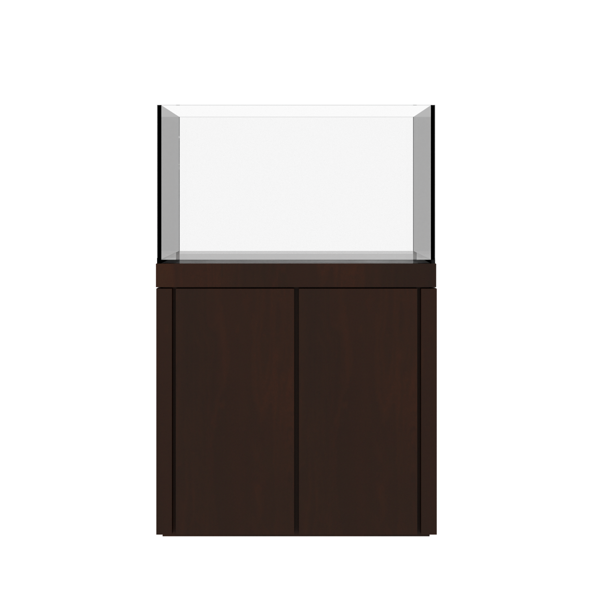 Tideline Crystaline G2 Show Kit 36x20 rimless 65-gallon aquarium on Spanish Oak cabinet stand