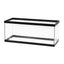 Aqueon standard glass aquarium with black trim, straight-on front view