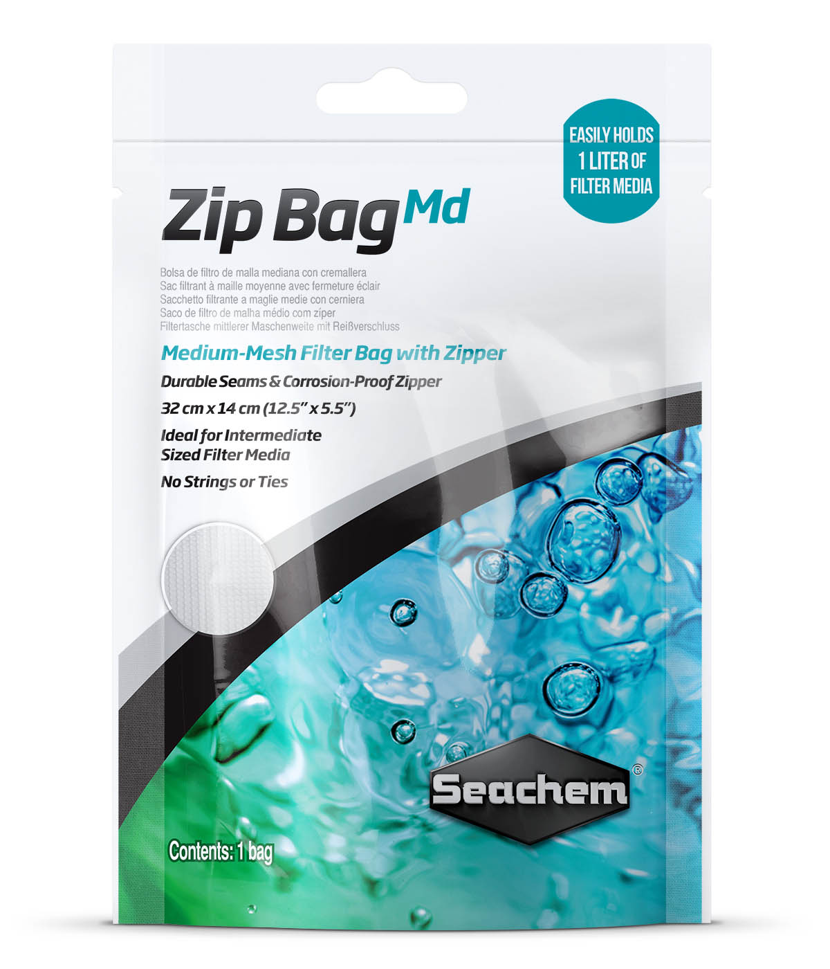Seachem Zip Bag Medium medium-mesh filter media bag packaging