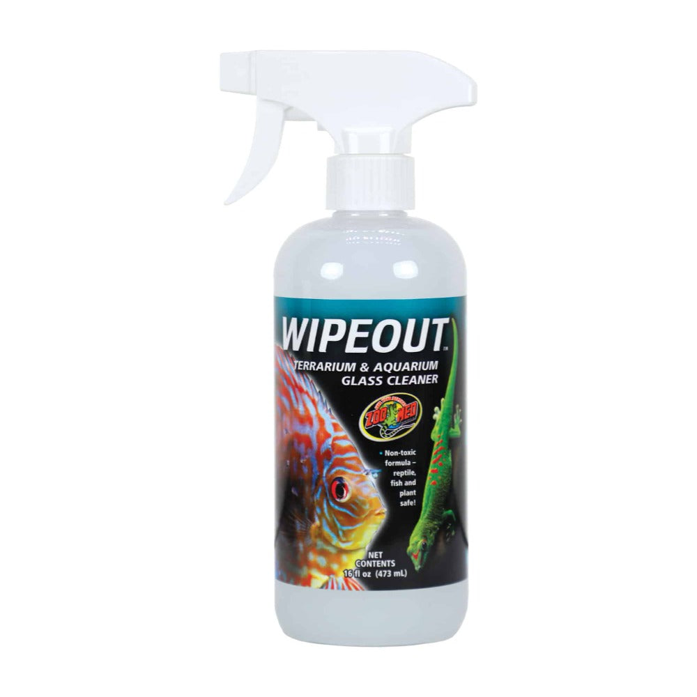 Zoo Med Wipeout Terrarium and Aquarium Glass Cleaner, 16 fl oz spray bottle